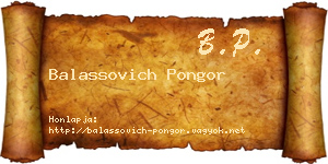 Balassovich Pongor névjegykártya